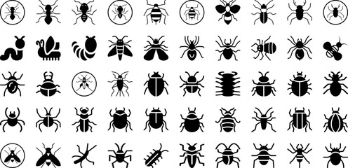 Insect Icon Set Isolated Silhouette Solid Icons With Vector, Set, Fly, Insect, Bug, Icon, Illustration Infographic Simple Vector Illustration