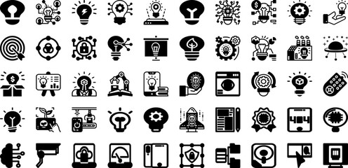 Innovation Icon Set Isolated Silhouette Solid Icons With Vector, Symbol, Illustration, Business, Innovation, Idea, Icon Infographic Simple Vector Illustration