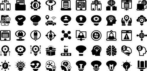 Innovation Icon Set Isolated Silhouette Solid Icons With Vector, Innovation, Idea, Icon, Business, Symbol, Illustration Infographic Simple Vector Illustration