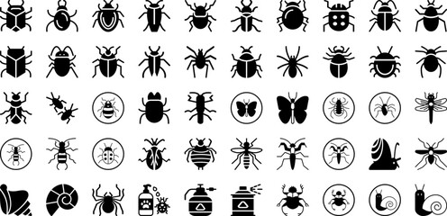 Insect Icon Set Isolated Silhouette Solid Icons With Illustration, Vector, Icon, Fly, Set, Bug, Insect Infographic Simple Vector Illustration - obrazy, fototapety, plakaty