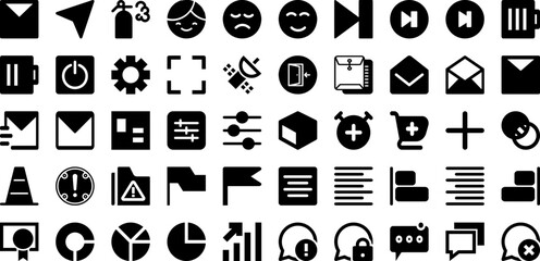 Interface Icon Set Isolated Silhouette Solid Icons With Web, Interface, Business, Set, Vector, Symbol, Icon Infographic Simple Vector Illustration