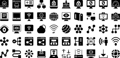Internet Icon Set Isolated Silhouette Solid Icons With Symbol, Icon, Vector, Online, Internet, Web, Illustration Infographic Simple Vector Illustration
