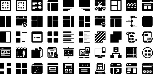 Layout Icon Set Isolated Silhouette Solid Icons With Symbol, Icon, Vector, Web, Business, Design, Technology Infographic Simple Vector Illustration