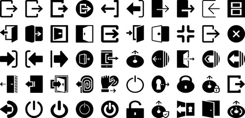 Logout Icon Set Isolated Silhouette Solid Icons With Icon, Vector, Symbol, Button, Sign, Logout, Web Infographic Simple Vector Illustration
