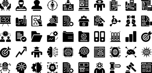 Management Icon Set Isolated Silhouette Solid Icons With Management, Set, Icon, Business, Teamwork, Symbol, Line Infographic Simple Vector Illustration