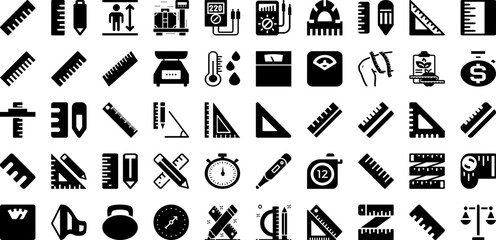 Measure Icon Set Isolated Silhouette Solid Icons With Icon, Line, Business, Sign, Measurement, Vector, Symbol Infographic Simple Vector Illustration