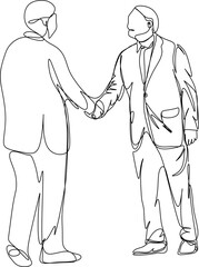 One line art. continuous line art. 2 man dealing on the project agreement