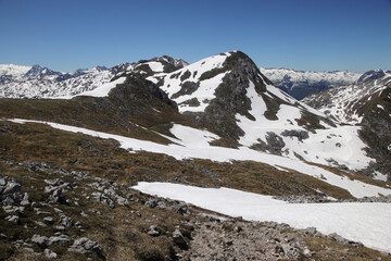 The view from mountain Schneibstein, the Bavarian Alps	