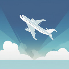 Colorful graphic image of a flying airplane. High quality illustration Generative AI