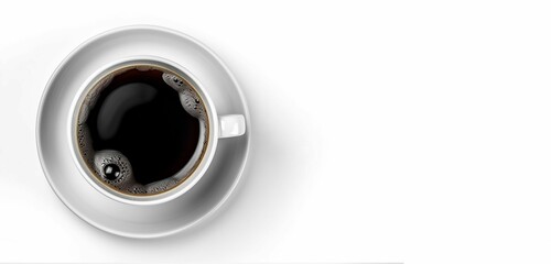 Top veiw of a coffee cup isolated on a white background. Genarative ai