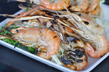 grilled shrimp or grilled prawn or barbecued prawn