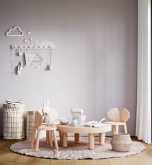 Interior Kids Room Wallpaper Mockup