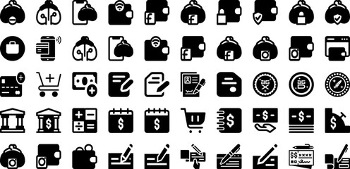 Payment Icon Set Isolated Silhouette Solid Icons With Payment, Icon, Money, Set, Finance, Bank, Business Infographic Simple Vector Illustration