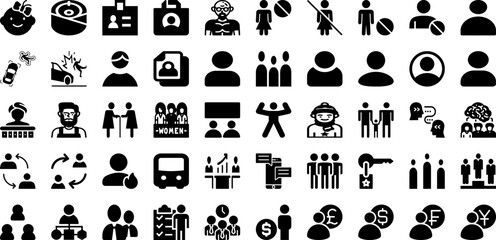 People Icon Set Isolated Silhouette Solid Icons With People, Teamwork, Partnership, Icon, Team, Group, Person Infographic Simple Vector Illustration