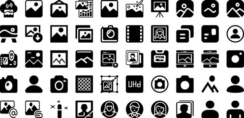 Picture Icon Set Isolated Silhouette Solid Icons With Design, Vector, Symbol, Sign, Icon, Picture, Photo Infographic Simple Vector Illustration