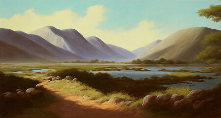 Fototapeta premium Landscape overlooking mountains