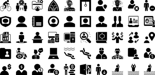 Person Icon Set Isolated Silhouette Solid Icons With People, Teamwork, Group, Team, Person, Partnership, Icon Infographic Simple Vector Illustration