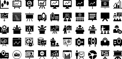 Presentation Icon Set Isolated Silhouette Solid Icons With Vector, Icon, Sign, Symbol, Business, Set, Presentation Infographic Simple Vector Illustration
