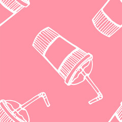 drawn cups pattern on pink