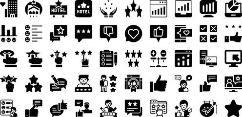 Rating Icon Set Isolated Silhouette Solid Icons With Line, Rate, Rating, Vector, Sign, Outline, Icon Infographic Simple Vector Illustration