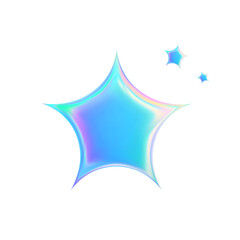 Obraz premium 3d hologram star and sparkle icon. Y2k iridescent vector shape element for moden futuristic design