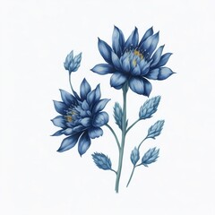 Fototapeta na wymiar Tiny deep blue flower isolated on white background Generative AI