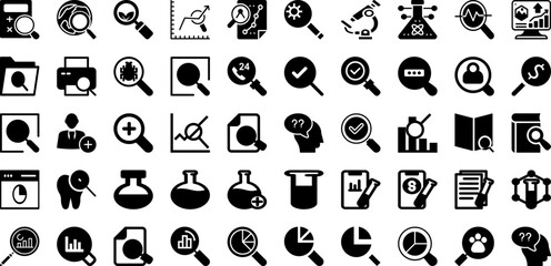 Search Icon Set Isolated Silhouette Solid Icons With Look, Icon, Glass, Symbol, Find, Vector, Search Infographic Simple Vector Illustration