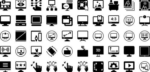 Screen Icon Set Isolated Silhouette Solid Icons With Digital, Icon, Technology, Computer, Monitor, Vector, Business Infographic Simple Vector Illustration