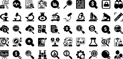 Search Icon Set Isolated Silhouette Solid Icons With Find, Look, Glass, Search, Symbol, Vector, Icon Infographic Simple Vector Illustration