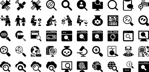 Search Icon Set Isolated Silhouette Solid Icons With Look, Vector, Find, Icon, Search, Symbol, Glass Infographic Simple Vector Illustration