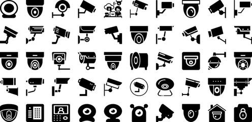 Security Icon Set Isolated Silhouette Solid Icons With Safety, Secure, Lock, Shield, Protection, Icon, Security Infographic Simple Vector Illustration