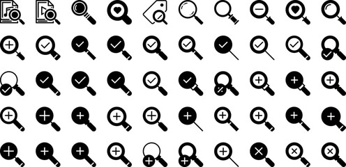 Search Icon Set Isolated Silhouette Solid Icons With Search, Glass, Symbol, Vector, Look, Find, Icon Infographic Simple Vector Illustration
