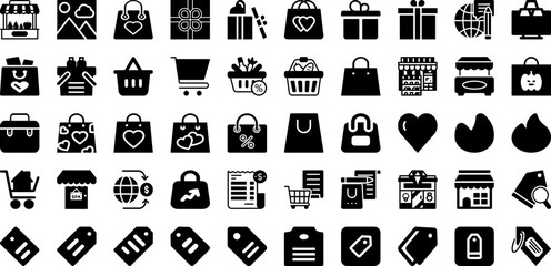 Shopping Icon Set Isolated Silhouette Solid Icons With Online, Symbol, Web, Vector, Icon, Shop, Set Infographic Simple Vector Illustration