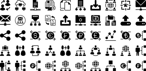 Sharing Icon Set Isolated Silhouette Solid Icons With Media, Web, Icon, Symbol, Share, Vector, Internet Infographic Simple Vector Illustration