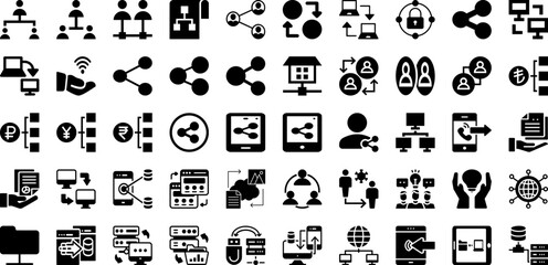 Sharing Icon Set Isolated Silhouette Solid Icons With Icon, Share, Vector, Media, Internet, Web, Symbol Infographic Simple Vector Illustration