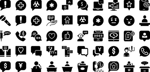 Speech Icon Set Isolated Silhouette Solid Icons With Symbol, Chat, Speech, Message, Icon, Vector, Talk Infographic Simple Vector Illustration