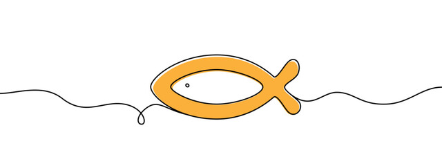 Fish christian symbol one line illustration