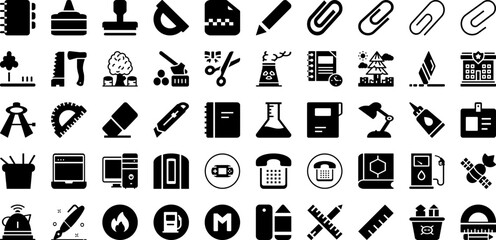 Station Icon Set Isolated Silhouette Solid Icons With Symbol, Outline, Sign, Line, Icon, Set, Station Infographic Simple Vector Illustration