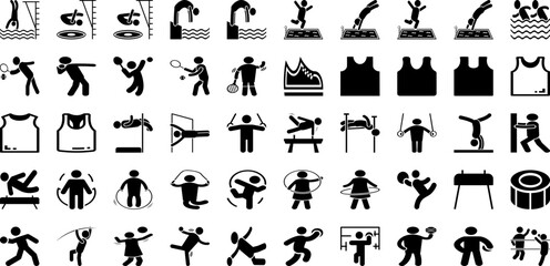 Sports Icon Set Isolated Silhouette Solid Icons With Tennis, Icon, Symbol, Football, Vector, Sport, Set Infographic Simple Vector Illustration