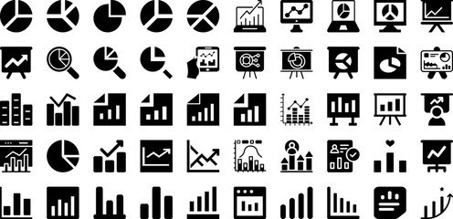 Statistics Icon Set Isolated Silhouette Solid Icons With Symbol, Data, Graph, Icon, Chart, Vector, Business Infographic Simple Vector Illustration