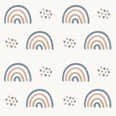 Cute modern rainbows seamless pattern for kid's clothes, fabric, textile and wrapping paper. Modern rainbow for nursery room decor. Vector rainbow pattern