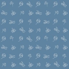 Seamless floral pattern. Flowers on a blue background. Vector illustration.