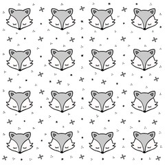 Cute Animal Seamless Pattern. Fox Pattern With White Background