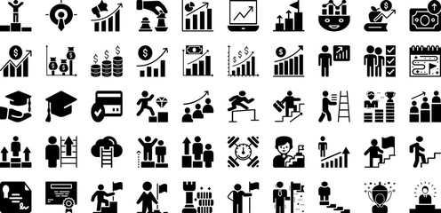 Success Icon Set Isolated Silhouette Solid Icons With Business, Symbol, Success, Sign, Icon, Vector, Set Infographic Simple Vector Illustration