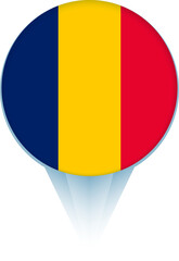 Fototapeta premium Map pointer with flag of Chad.