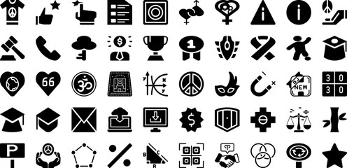Symbol Icon Set Isolated Silhouette Solid Icons With Symbol, Logo, Icon, Line, Business, Sign, Vector Infographic Simple Vector Illustration