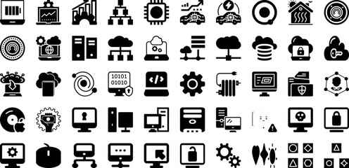 System Icon Set Isolated Silhouette Solid Icons With System, Symbol, Outline, Vector, Icon, Line, Technology Infographic Simple Vector Illustration