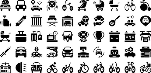 Transport Icon Set Isolated Silhouette Solid Icons With Set, Icon, Symbol, Vector, Travel, Transportation, Transport Infographic Simple Vector Illustration