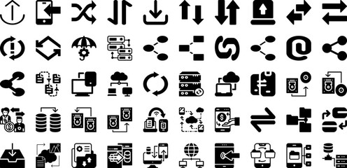 Transfer Icon Set Isolated Silhouette Solid Icons With Vector, Symbol, Transfer, Business, Money, Icon, Sign Infographic Simple Vector Illustration
