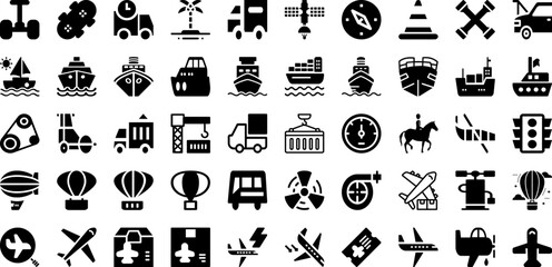 Transport Icon Set Isolated Silhouette Solid Icons With Transportation, Symbol, Vector, Icon, Transport, Set, Travel Infographic Simple Vector Illustration